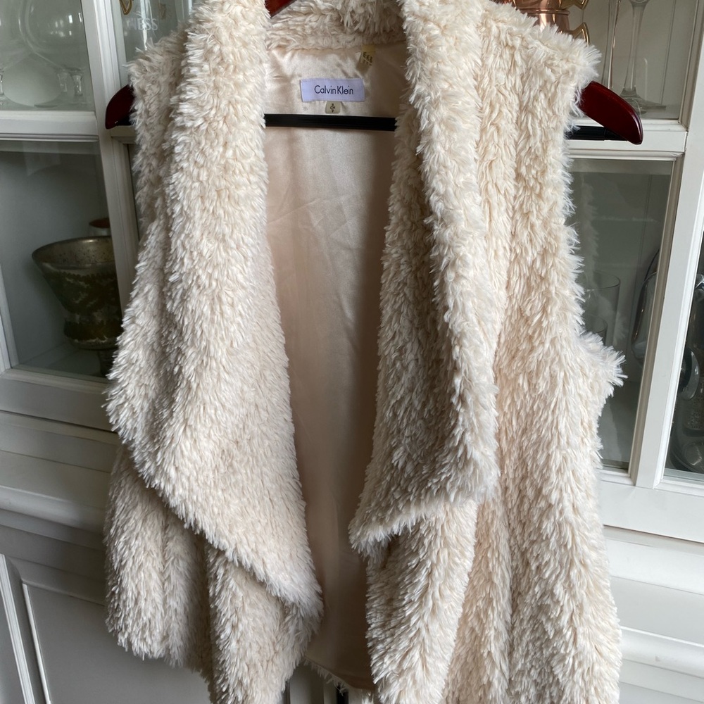 Calvin Klein faux fur cream vest
